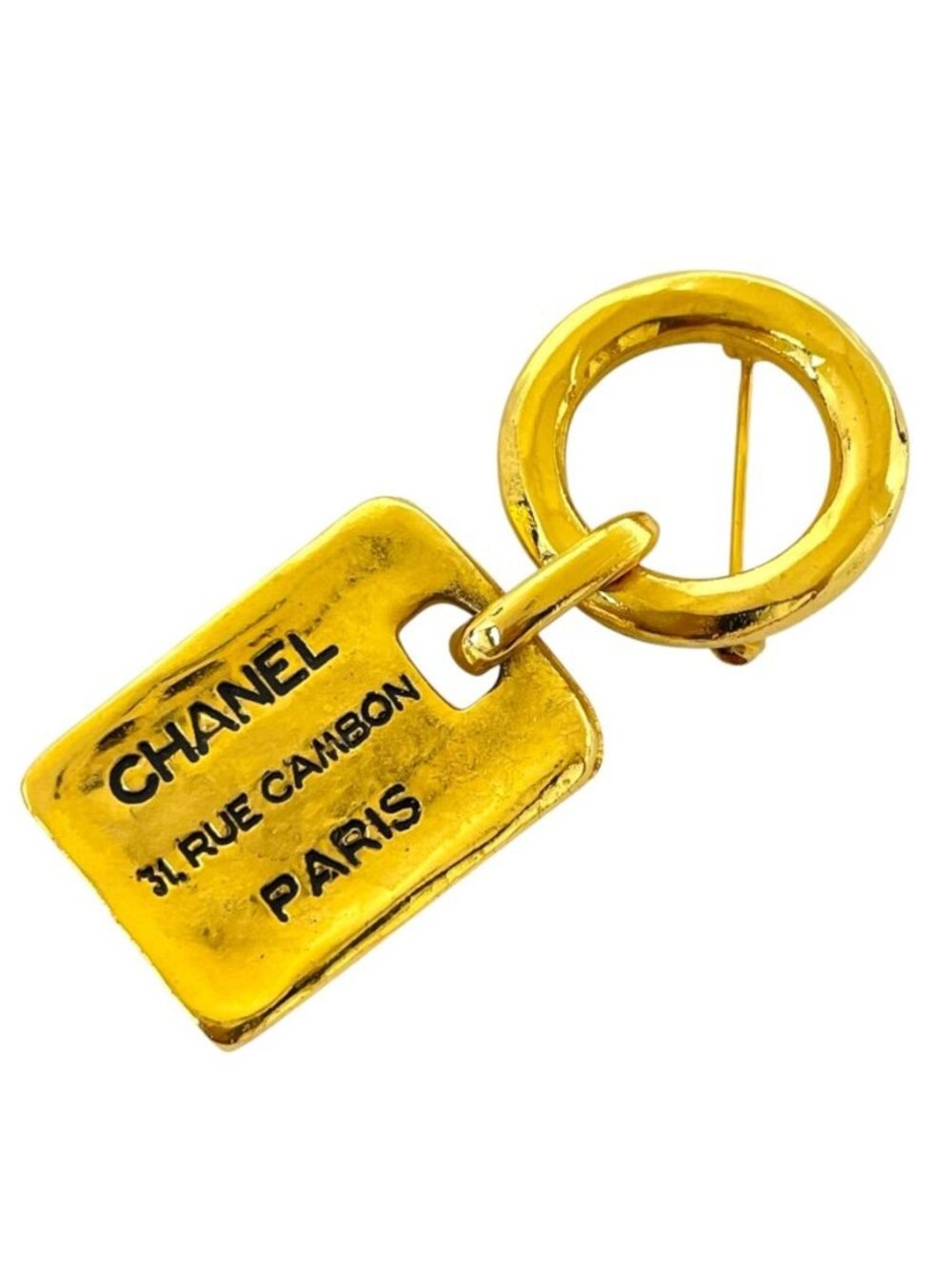 Chanel Brooch Cambon Plate Swing 31 Rue Metal Gold